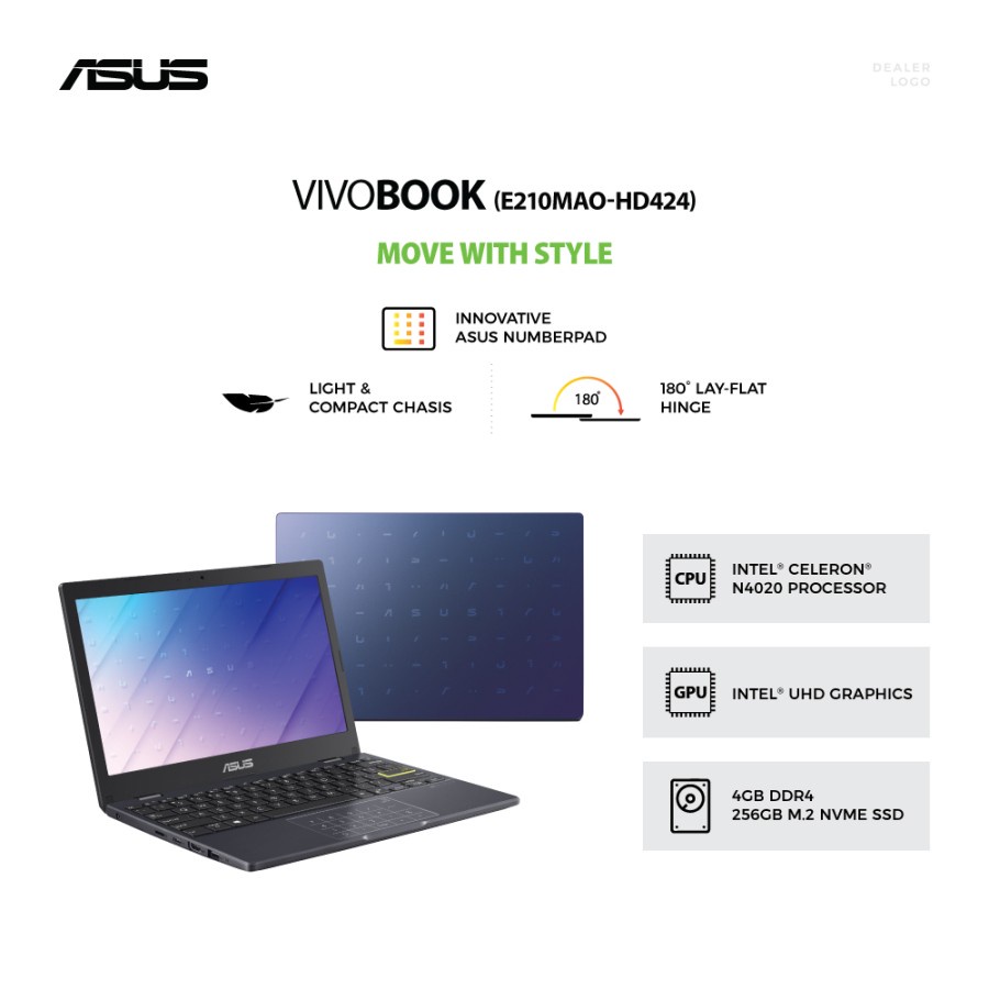LAPTOP ASUS E210MA - INTEL DUALCORE N4020 4GB 256GB 11.6