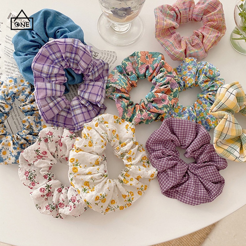 Ready stock COD Korea  Ikat Rambut Wanita Scrunchie Bunga Tali Aksesoris Karet Rambut A one