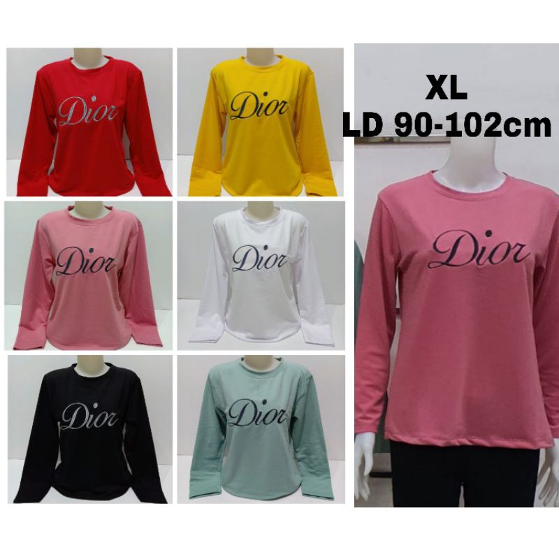 KAOS WANITA DEWASA BORDIR LENGAN PANJANG BABY TERRY IMPORT