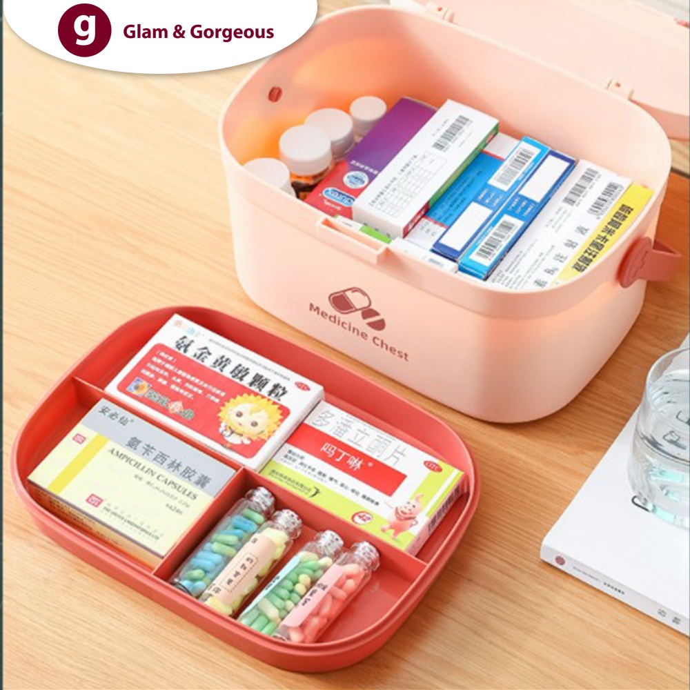 Kotak Obat Tempat Penyimpanan P3K First Aid Medicine Box Organizer - KO003