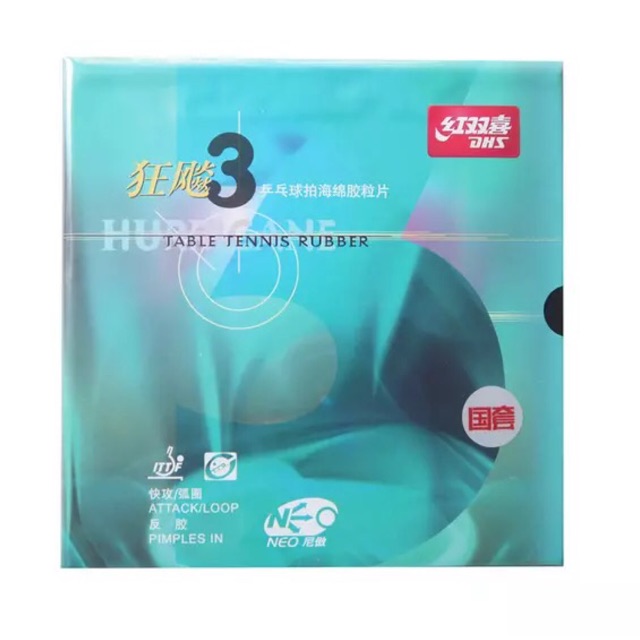 DHS Neo Hurricane 3 Nasional Blue Sponge karet tenis meja spon biru karet pingpong