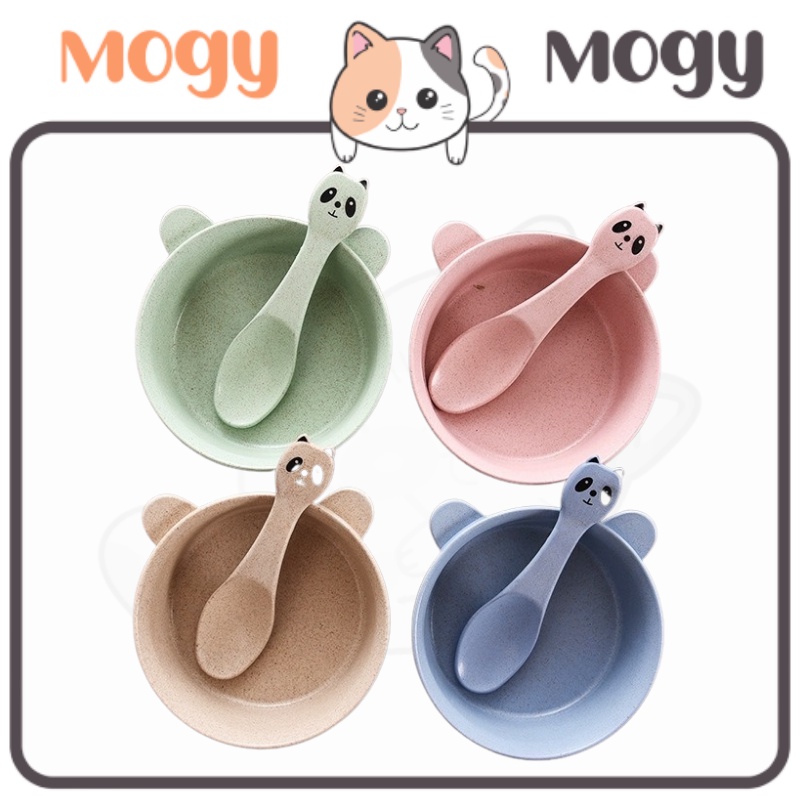 MOGYMOGY HL0343 Mangkok Mangkuk Piring Makan Bayi Set Sendok Karakter Tempat Makan Alat Makan Mpasi Baby Motif Panda Dengan Box Piring Makan