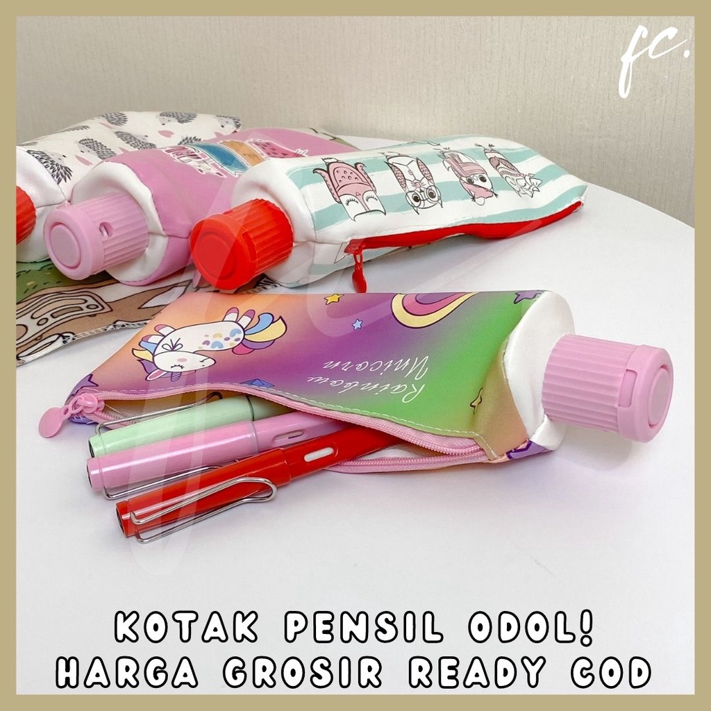 

Kotak Pensil Unicorn + Rautan / Serutan Pink Lilac Rainbow Tube Odol Kuda Poni / Pony Grosir COD