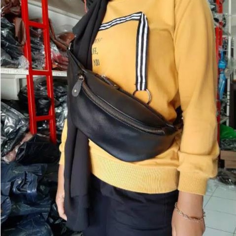 Tas Selempang Waist Bag Kulit Asli Tas Pinggang Pria Wanita Original Garut Waterproof Anti Api-ZM25