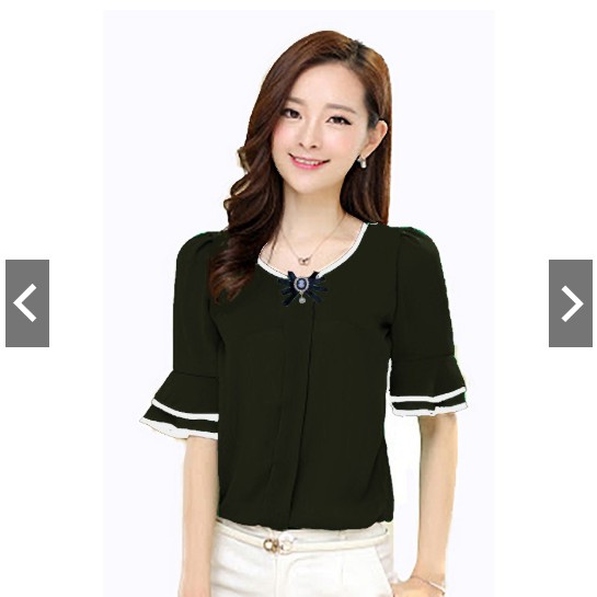 Fifi Fashion Blus Tangan Pendek Gaya Korea Variasi List Dan Bross (Bross Ss)