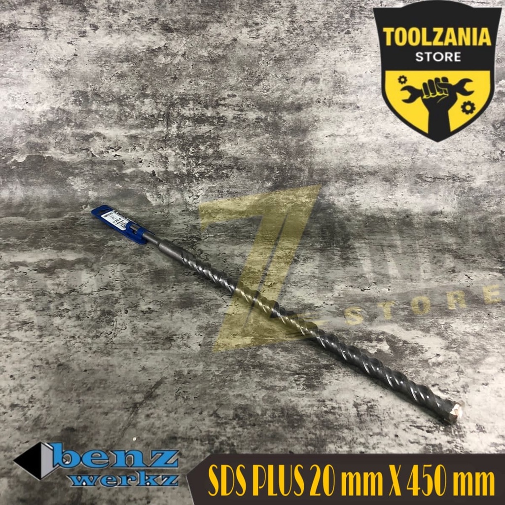 SDS plus ukuran 20mm x 450mm mata bor beton SDS plus Z4 benz werkz