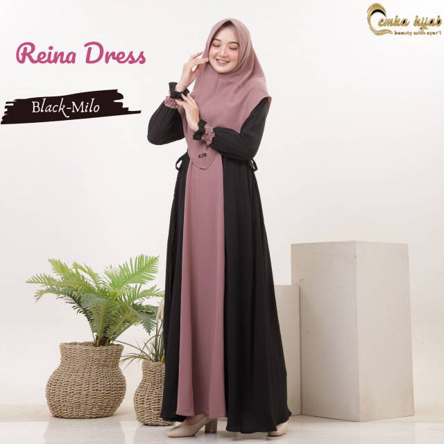 Diskon 10% Reina Dress Emka Hijab ORI Set/Dress Only