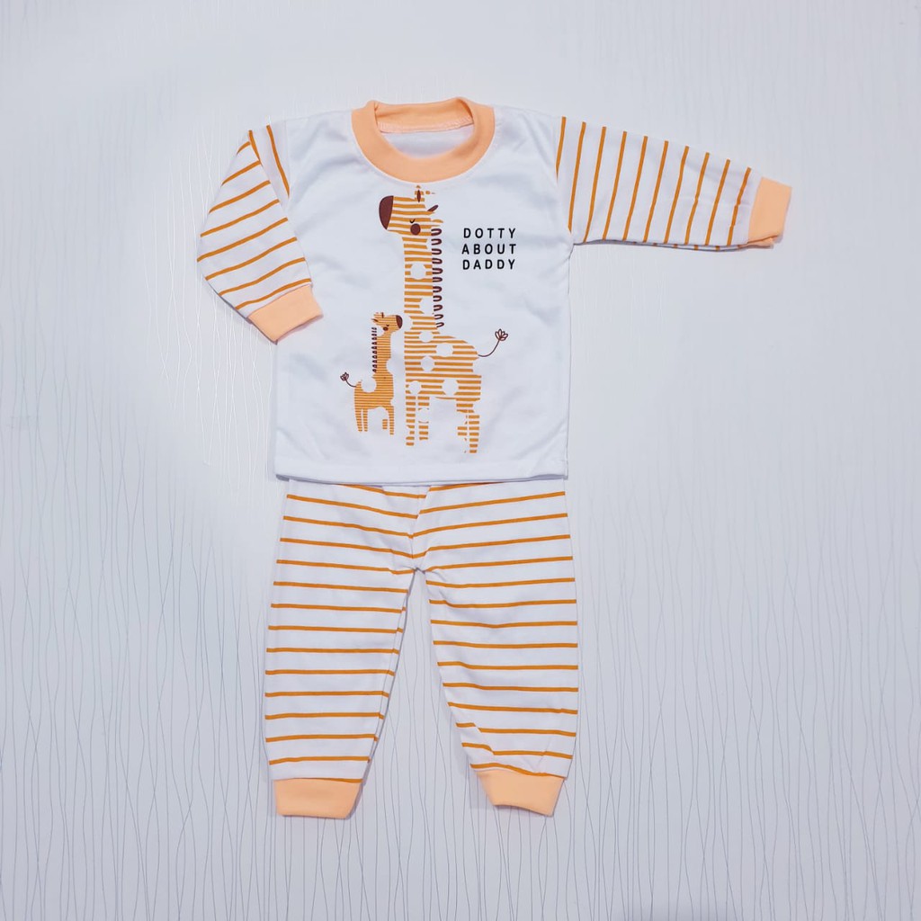 setelan piyama anak perempuan usia 0-18 bulan / baju tidur salur bayi cewe &lt; 1 tahun