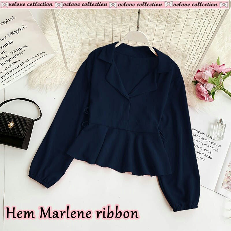 023 HEM MARLENE RIBBON BAJU ATASAN WANITA DEWASA MODERN KEKINIAN GROSIR TANAH ABANG