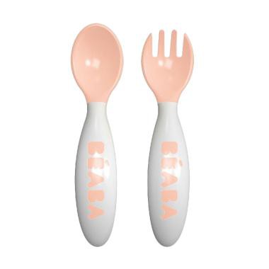 Beaba Set of 2 2nd Age Ergonomic Cutlery - Neon