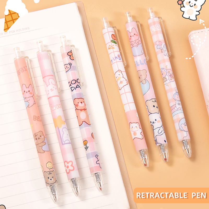 0.5mm Black Ink Japanese Cartoon Retractable Gel Pen Cute Student Signature Pen