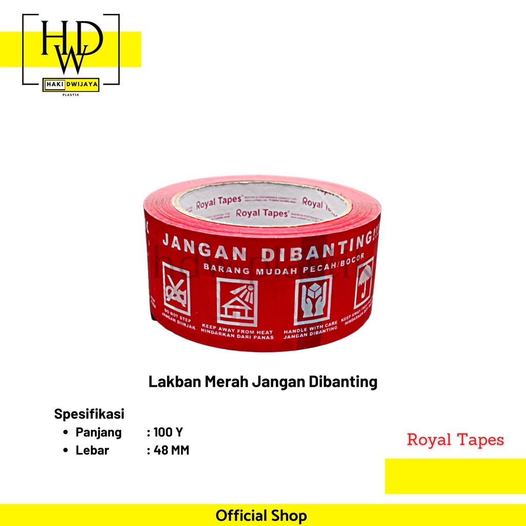 

Royal Tape OPP Lakban 48 mm x 100 Yard - Jangan Di Banting Merah