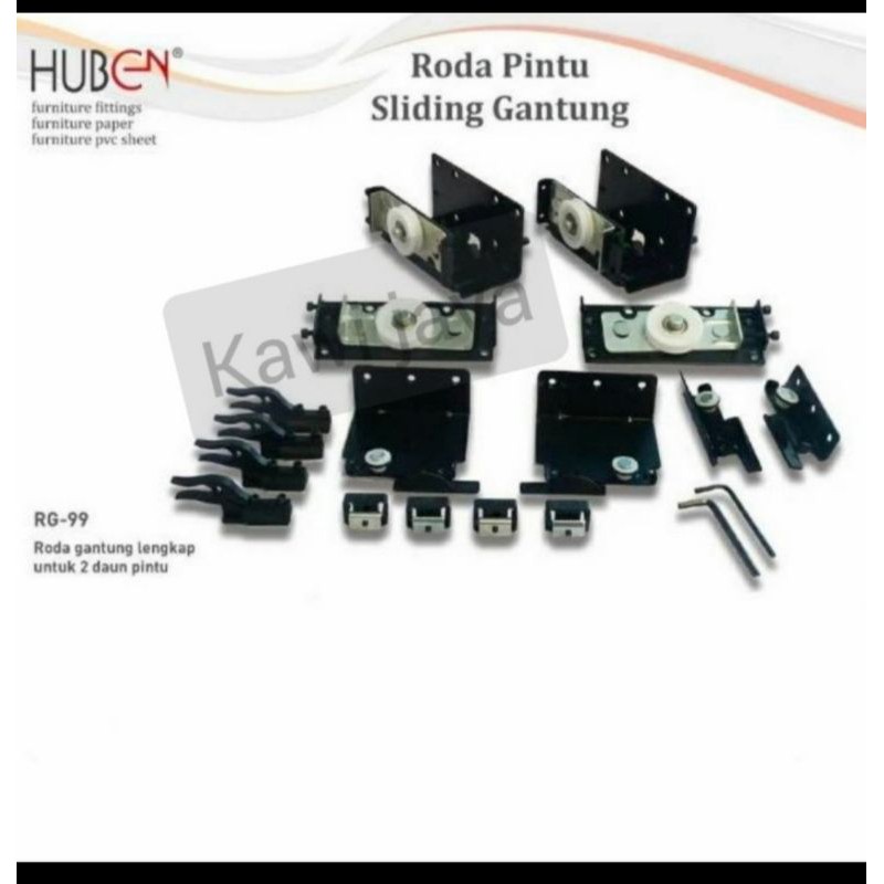 Paket Lemari Rel Roda Pintu Sliding 2m 2 daun pintu Gantung RG AS 99 Huben BUKAN Hetitch H Tech Blum