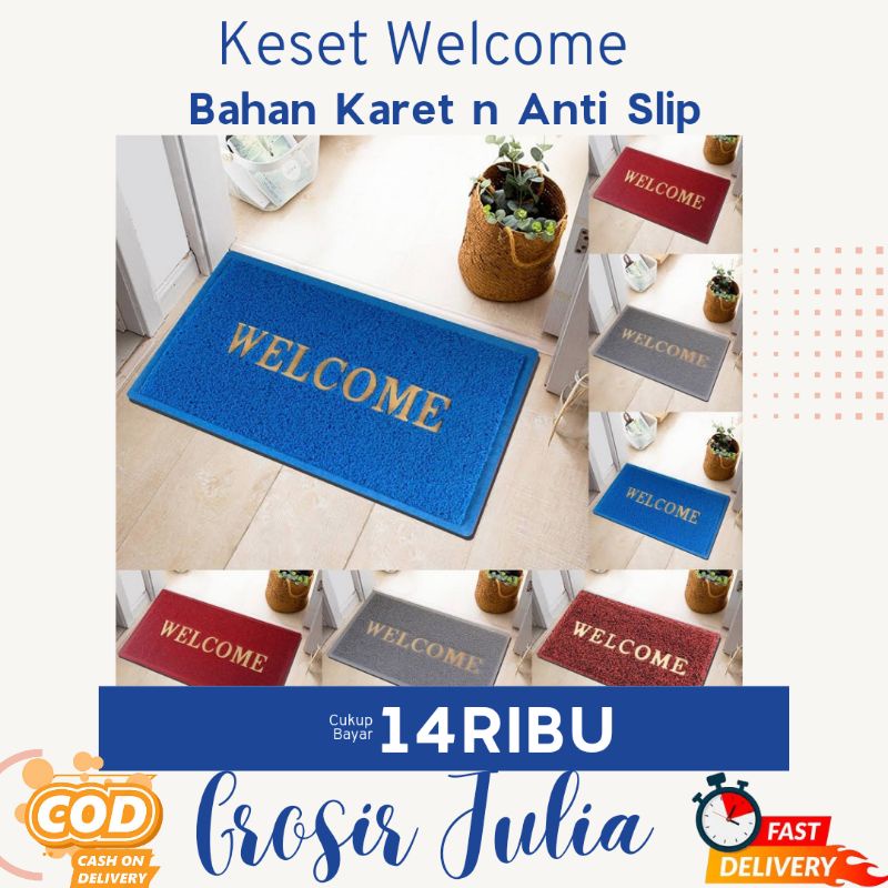 Keset Welcome Alas Kaki Karet Plastik Mie Bihun Dekorasi COD