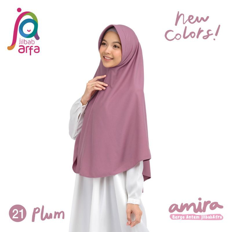 AMIRA NEW COLOURS Bergo Antem bahan kaos premium by jilbab arfa ex afra-Plum
