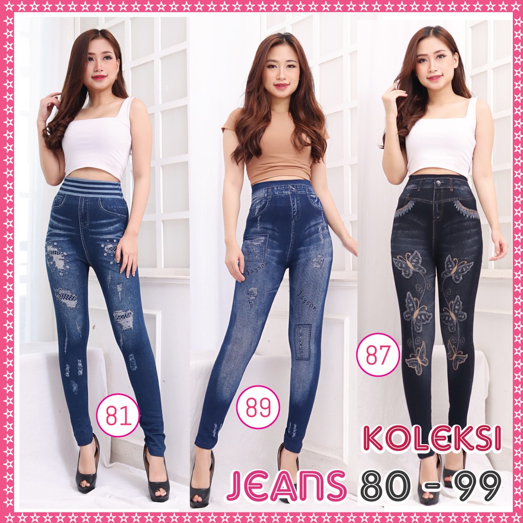 Legging Jeans Wanita 80 - 99 / legging jeans import / legging wanita panjang / legging fashion
