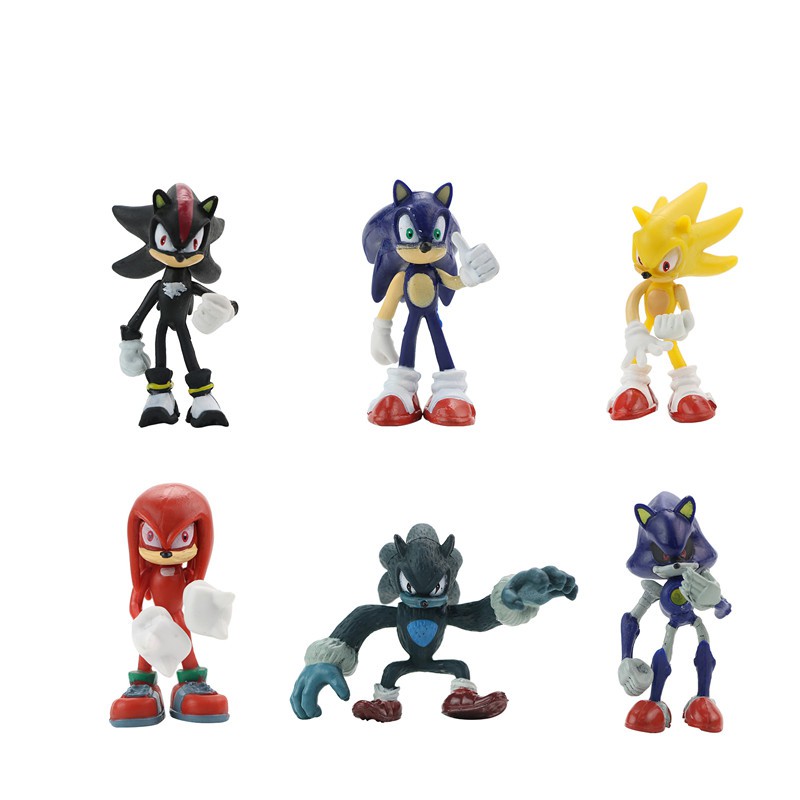 6pcs / lot Mainan Action Figure Anime Sonic Boom Langka Dr Eggman Kunckles Shadow Bahan PVC Untuk Hadiah Anak