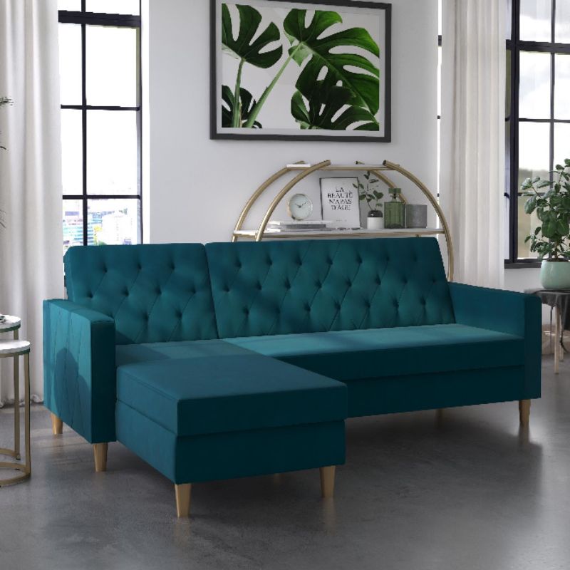 Sofa L Minimalis Kaki Retro / Sofa Santai Retro / Sofa Selonjor