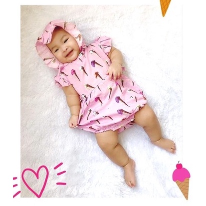 PROMO 7.7 plazababyku  MX ROMPER EMMA setelan bayi motif bunga yang lucu free bonnet PART2