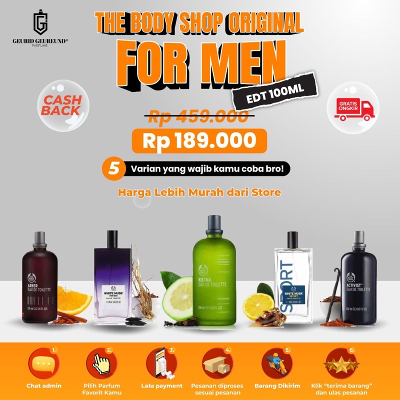 GG PARFUME- The Body Shop EDT All Varian 100ml For Men Original