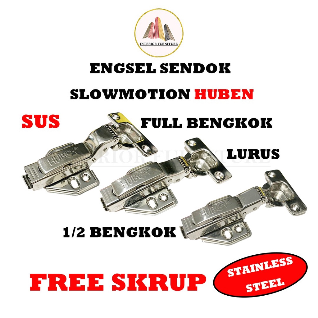 Engsel HUBEN Stainless Steel Engsel Sendok Slowmotion Slow Soft Close SUS