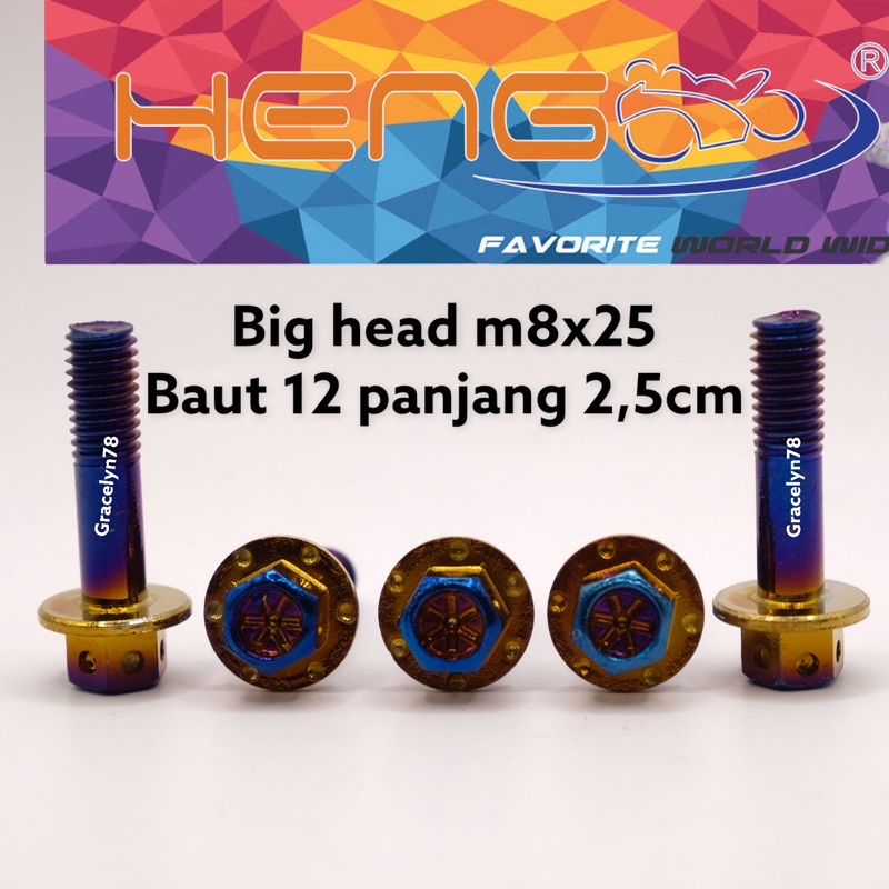 baut probolt BIG HEAD flower HENG m8x25 8x25 2tone twotone baut 12 panjang 2,5cm