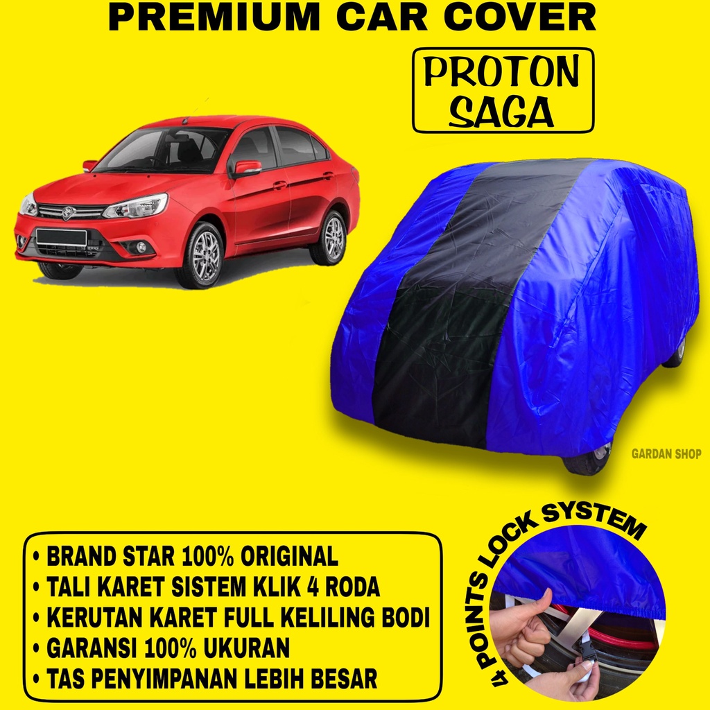 Body Cover PROTON SAGA BIRU HITAM Penutup Bodi Mobil Proton Saga Waterproof PREMIUM