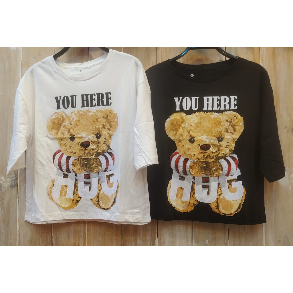 Toply shop  Oversize Tee Tshirt Wanita Model Longgar Motif Bear Ted