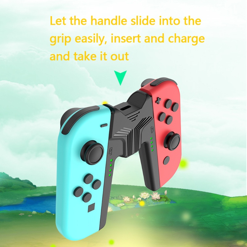 Btsg Controller Kiri &amp; Kanan Charging Grip V-Shaped Wireless Game Handle Untuk Switch, Charge Saat Bermain