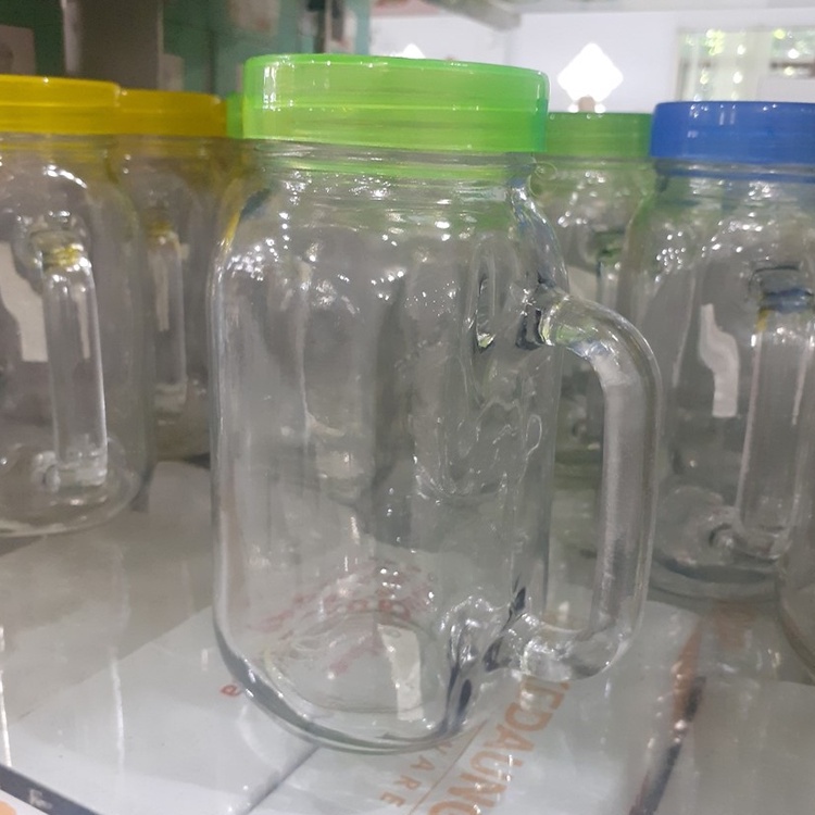 Gelas Mug Jar +Tutup 750ml 1Pcs / Gelas Mug Jar Jumbo / Gelas Mug Jar Besar