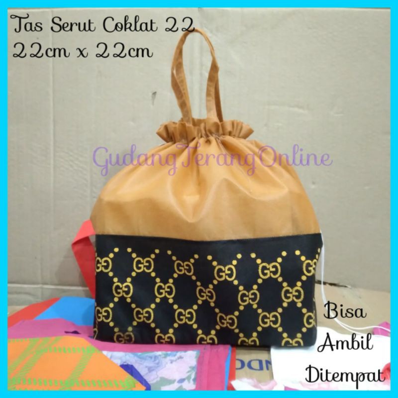 Tas hajatan spunbond serut coklat motif 22 / Tas hajatan / Tas sovenir / Tas berkaitan / Tas serut