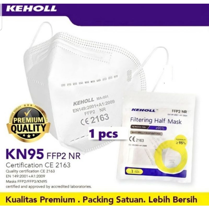 masker KN95 5ply black hitam premium kn 95 5 ply earloop Keholl mask 1 pcs