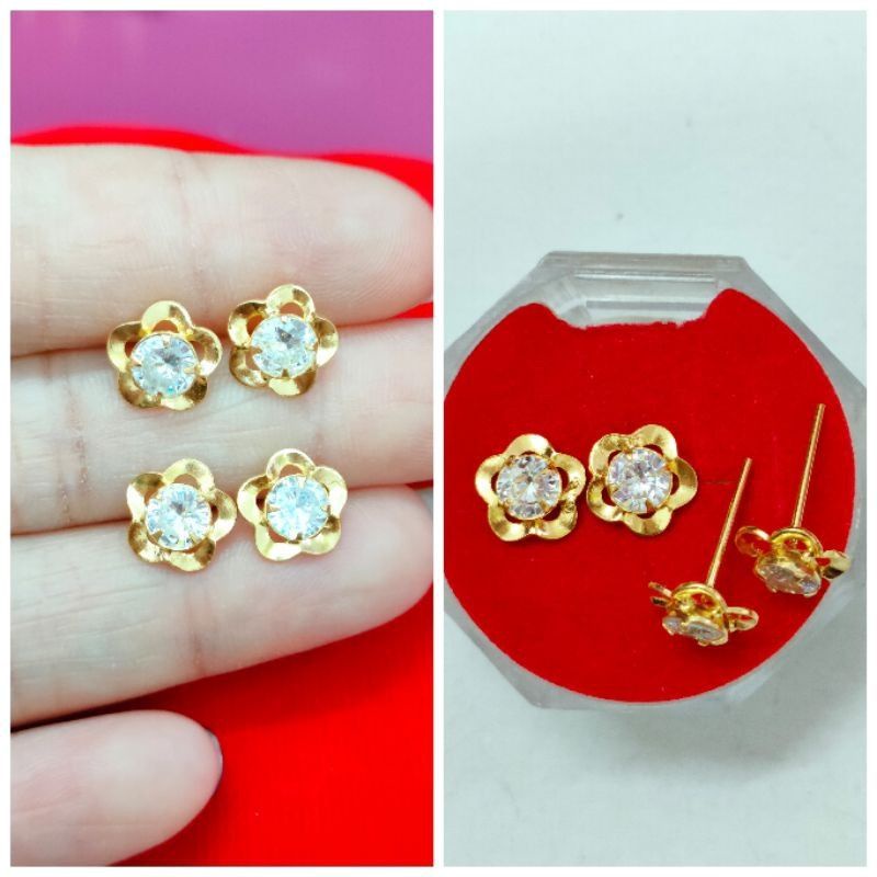 GIWANG KEMBANG MATA PERAK 925 LAPIS MAS KUNING 24K