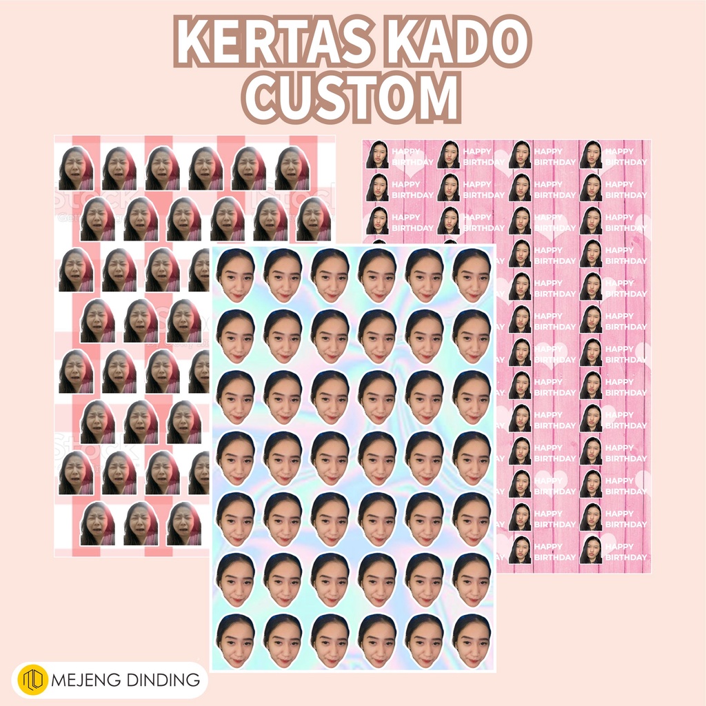 

( TANPA PO ) KERTAS KADO CUSTOM ( PAPER GIFT CUSTOM) Reunceum Mart Kertas Kado Custom Gift Paper Pakai Foto Ukuran A3+ Kertas Kado Custom Muka Wajah Aesthetic Bisa Tambah Tulisan