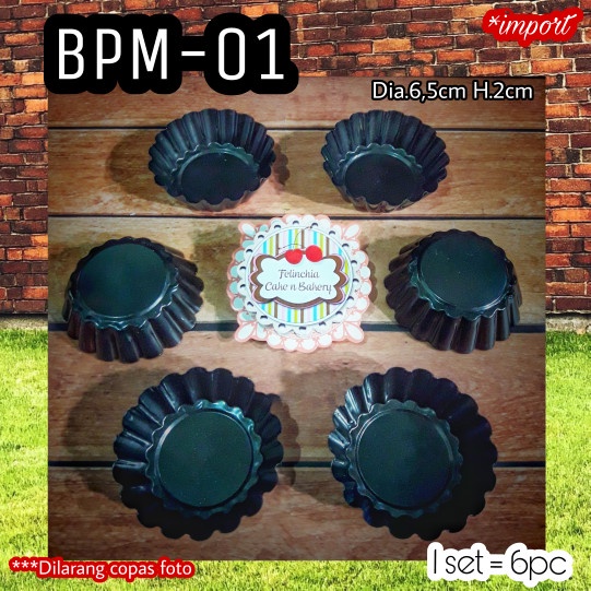 LOYANG CETAKAN PAN TEFLON SET 6PC KUE MINI PIE BULAT ROUND IMPORT