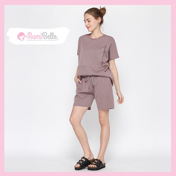 

Mamibelle Lauren Loungewear Set Blouse Hamil & Menyusui Taro Premium