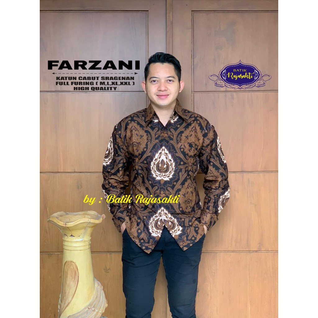 FARZANI Kemeja Batik Pria Lengan Panjang Katun Halus FULL FURING Rajasakti