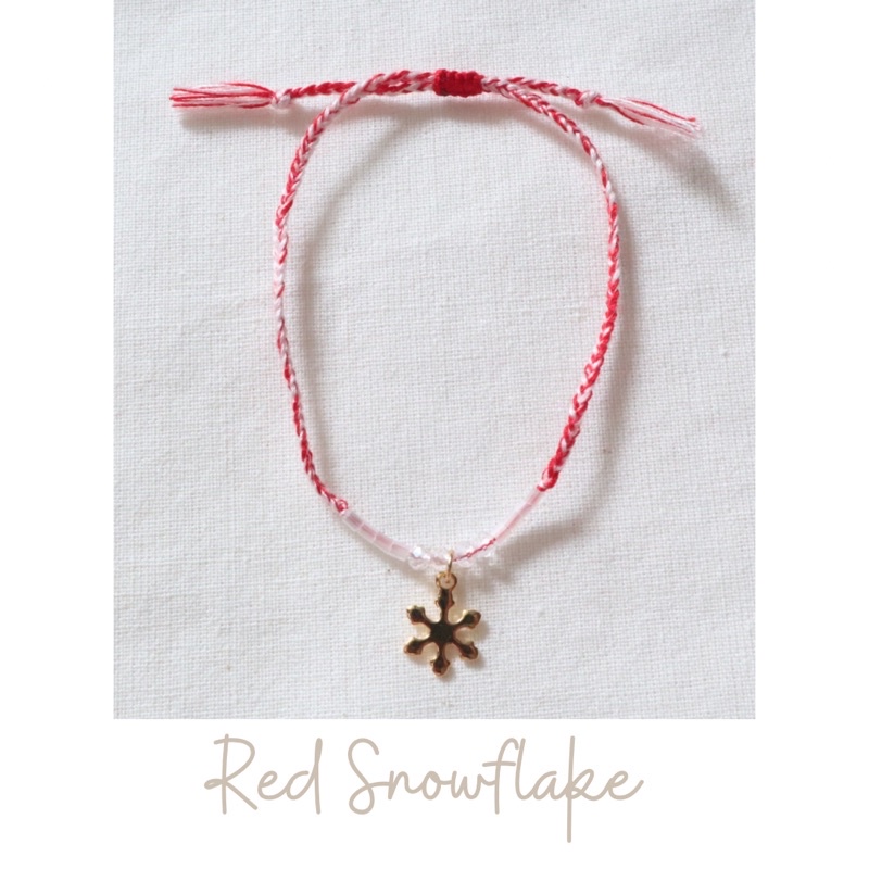 Gelang tangan SNOWFLAKE BRACELET 03 loliastuff (gelang kepang/ gelang braided/ gelang beads/ gelang manik/ gelang mote/ gelang charm / gelang bracelet / gelang natal/ christmas bracelet)