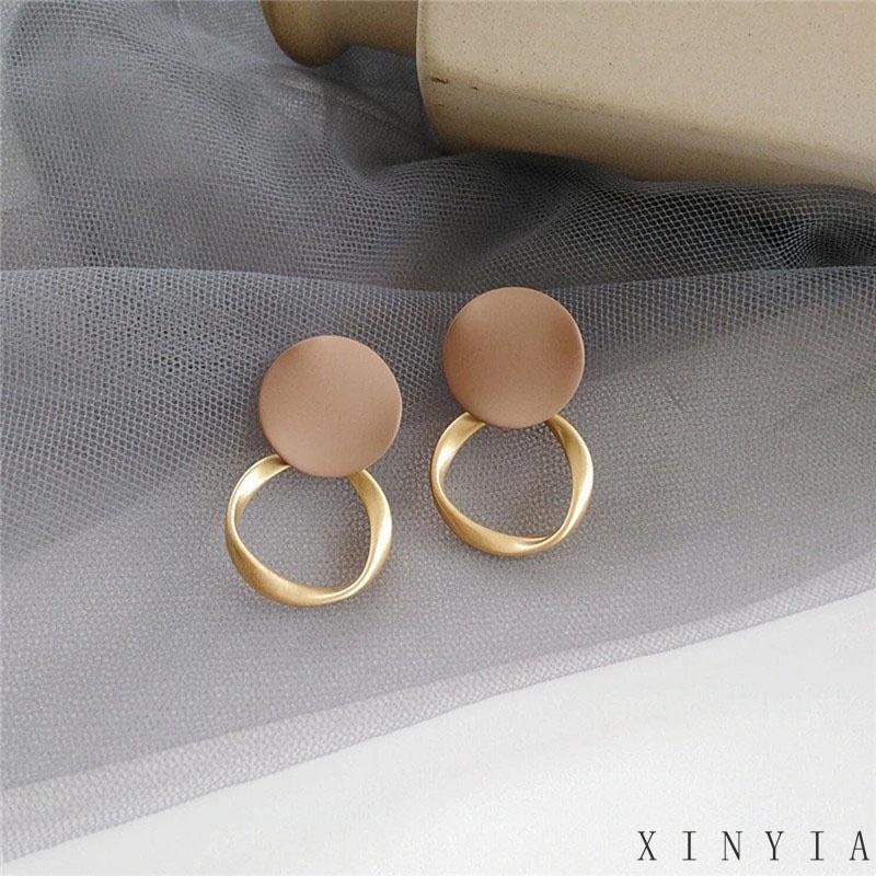 Anting Bentuk Bulat Geometris Gaya Retro Untuk Wanita