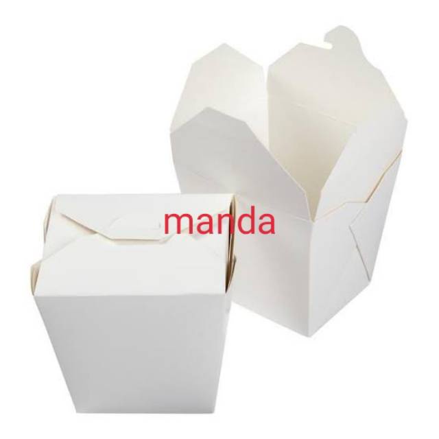 

Paper box food pail rice box 10 pcs kotak nasi makanan polos putih ukuran L