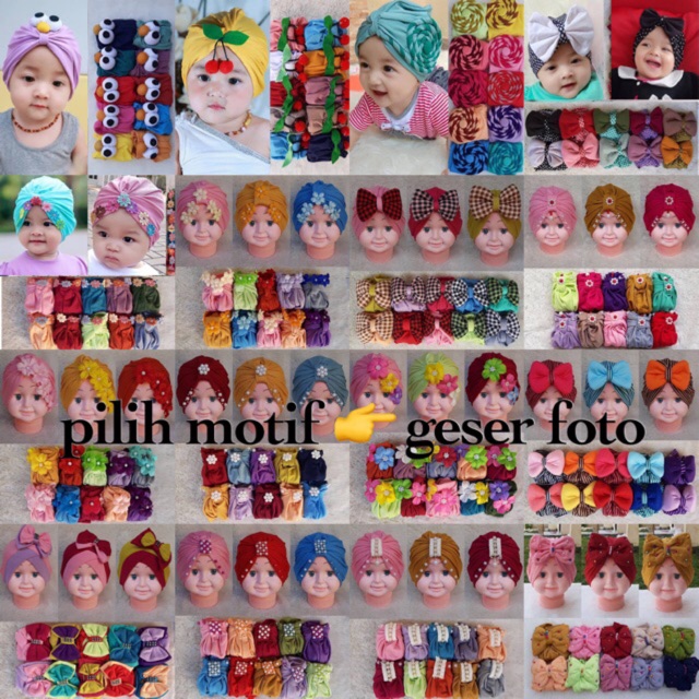 TURBAN ANAK / TURBAN BAYI PITA / TURBAN BABY MUTIARA / TOPI TURBAN BAYI / TURBAN ELMO / CIPUT BAYI