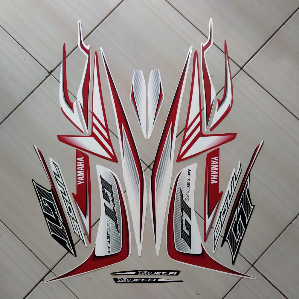 Stiker Striping Lis Body Motor Mio Soul Gt Street 2013 Putih-Merah