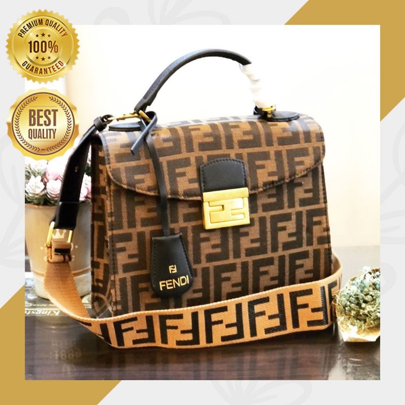 COD Medan Tas Formal Fendi Black Selempang Wanita Import Best Quality Bahan Grade AAA Terbaik Tas Wa