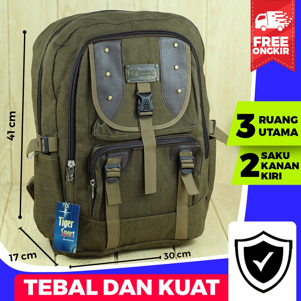 POLO ALVIS - Urban Cairo Tas Kanvas Pria Tebal Anti Debu Retro Vintage Style Ransel Kuliah Premium