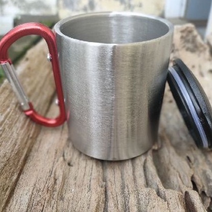 Gelas Carabiner Tutup KC / gelas Camping stainless steel