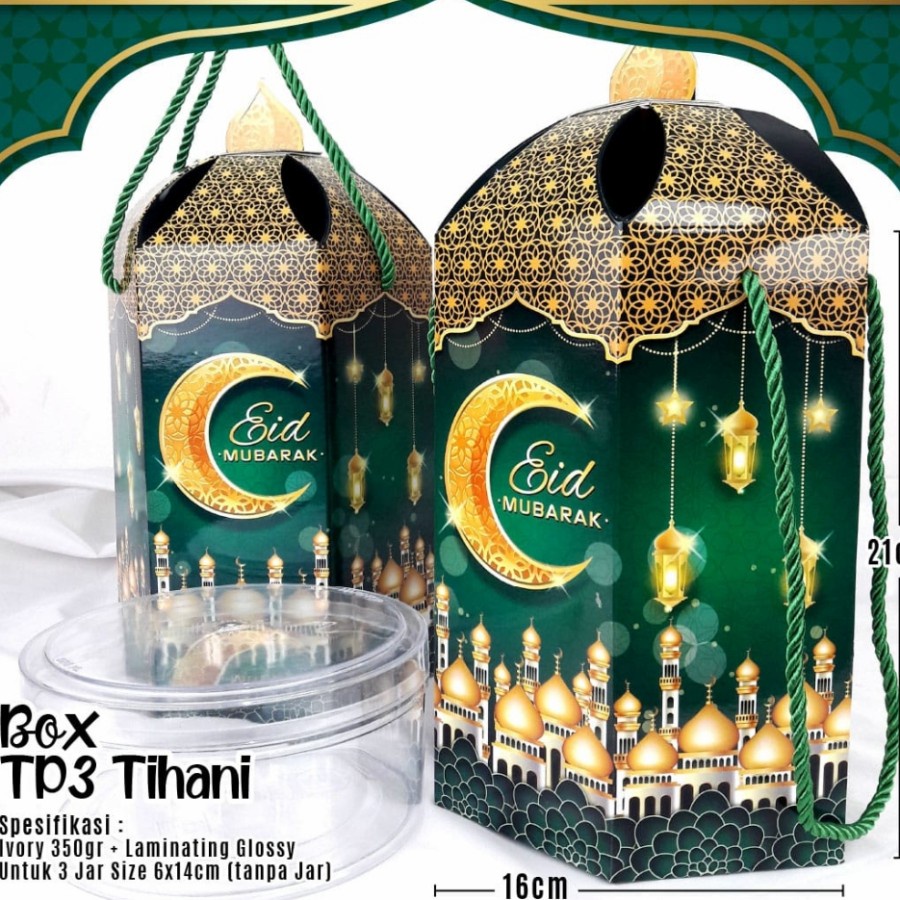 

Kotak Kardus Box Lebaran Idul Fitri Cookies Kuker Muat 3 toples 500gr 5pcs