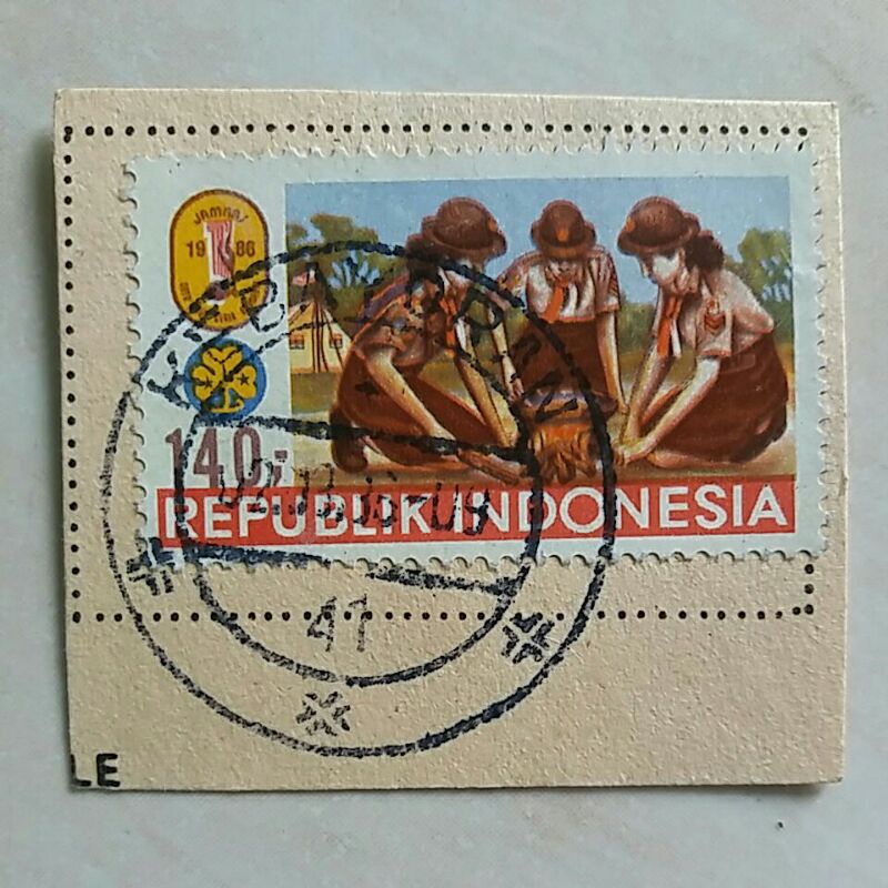 

(K16) Cap Pos Jelas Perangko Jambore Nasional 1989 140 Rupiah Used