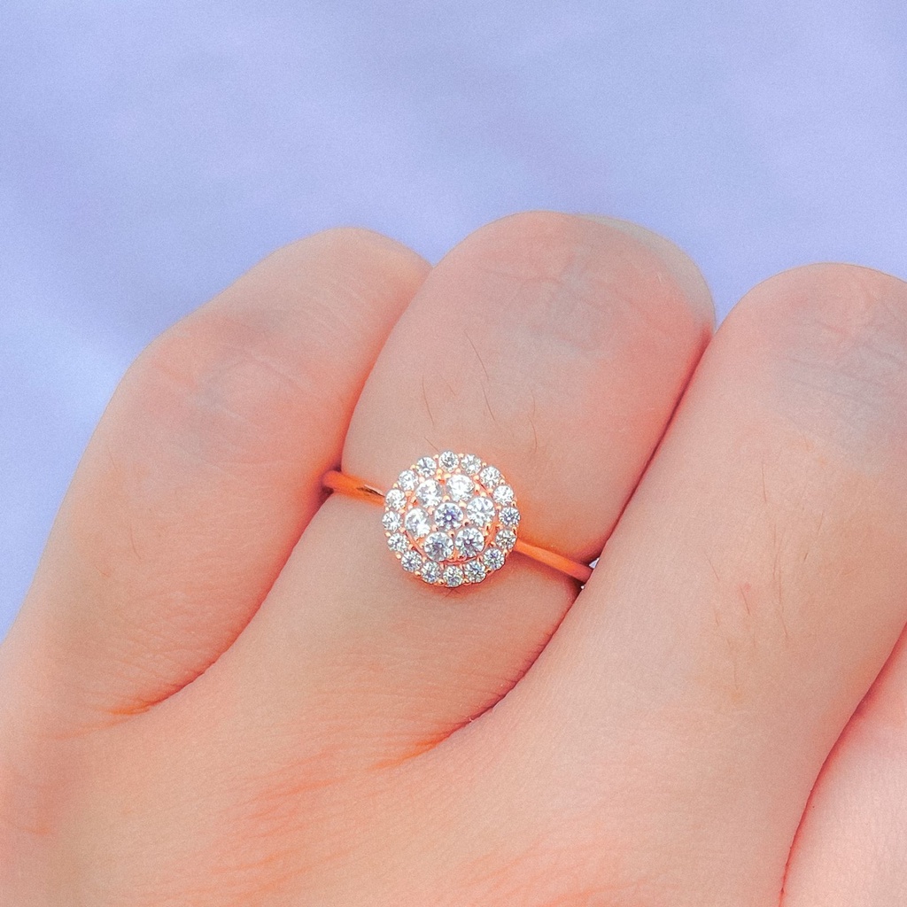 Cincin anak dan dewasa emas asli kadar 750 75% 17k bulat diamond permata love aesthetic no diamond rosegold 1 2 gram