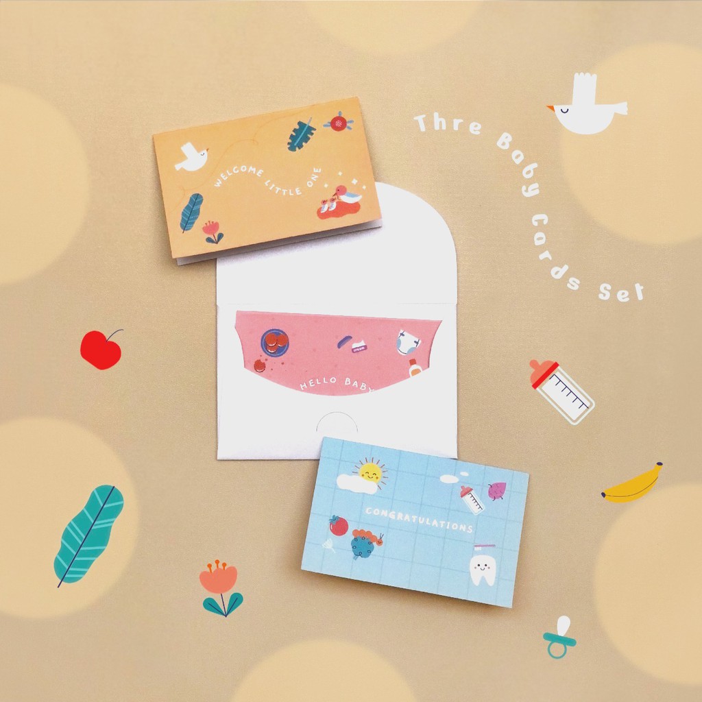 

Thre Design Baby Card Set Kartu Ucapan Isi 3