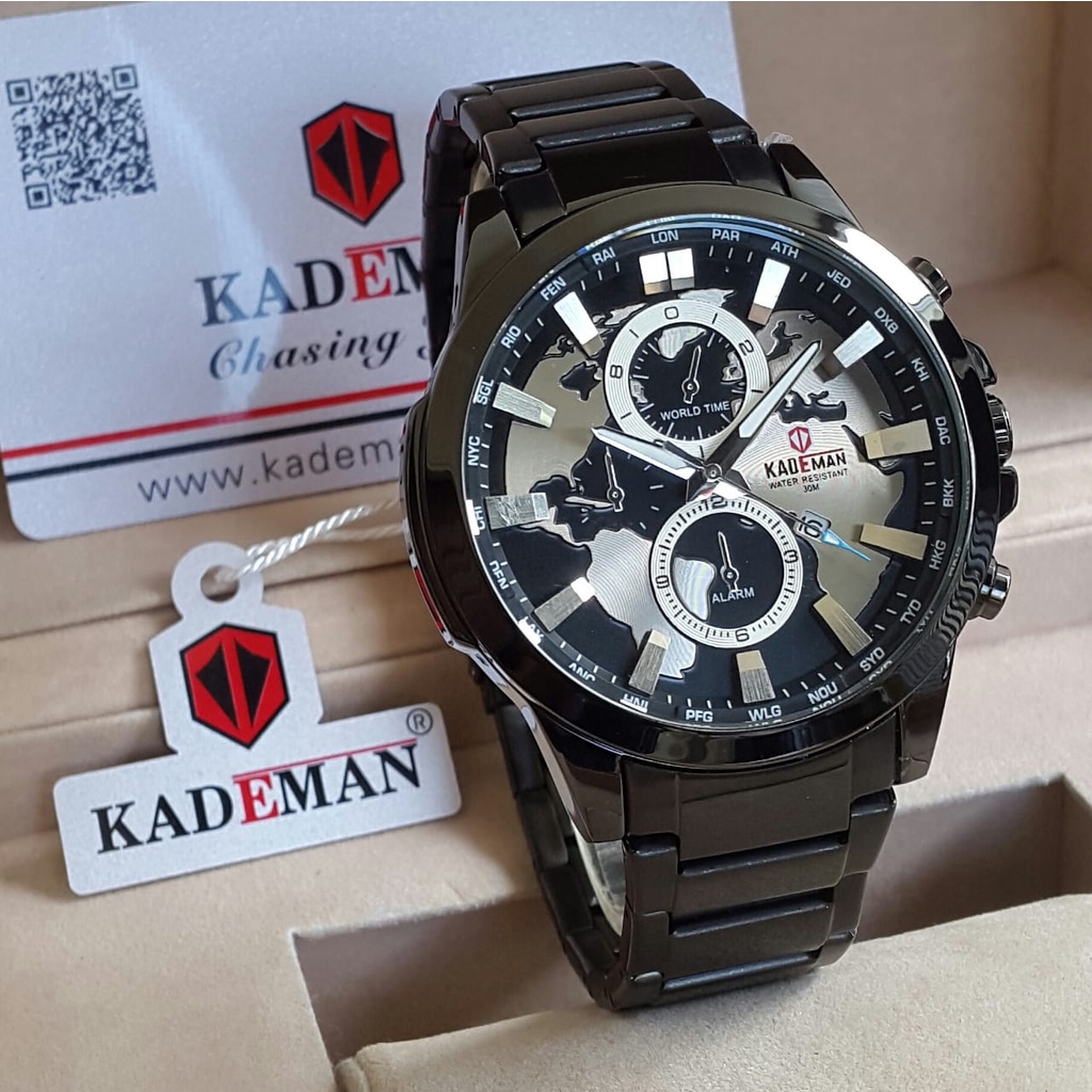 JAM TANGAN PRIA KADEMAN TYPE K443G/ JAM TANGAN PRIA KADEMAN TYPE K443G / JAM TANGAN PRIA KADEMAN CRONOGRAPH,TANGGAL AKTIF, WATERPROOF, MESIN BATTERY/ JAM TANGAN PRIA KADEMAN TYPE K443G FREE BOX